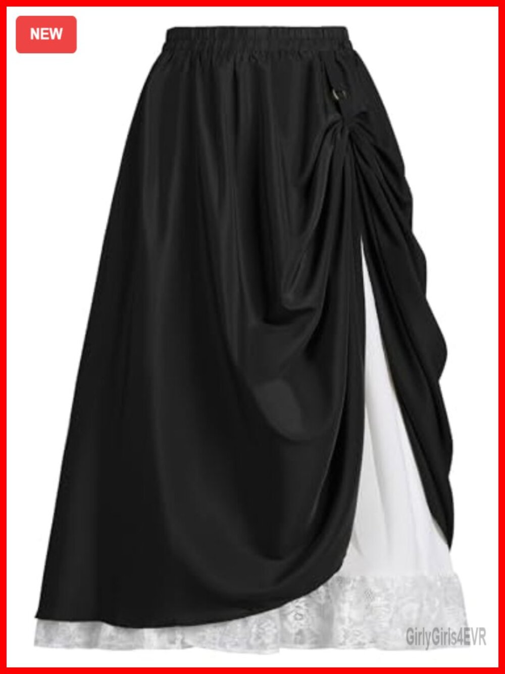 Womens Renaissance Flowy Fairy Maxi Skirt Lace Layer Ren Faire Medieval Pirate
